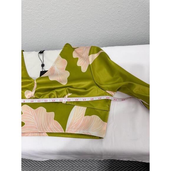 NWT‎ Stylewe Green & White Floral Print Crop Top With High Waist Wide Leg Pants - Picture 4 of 10